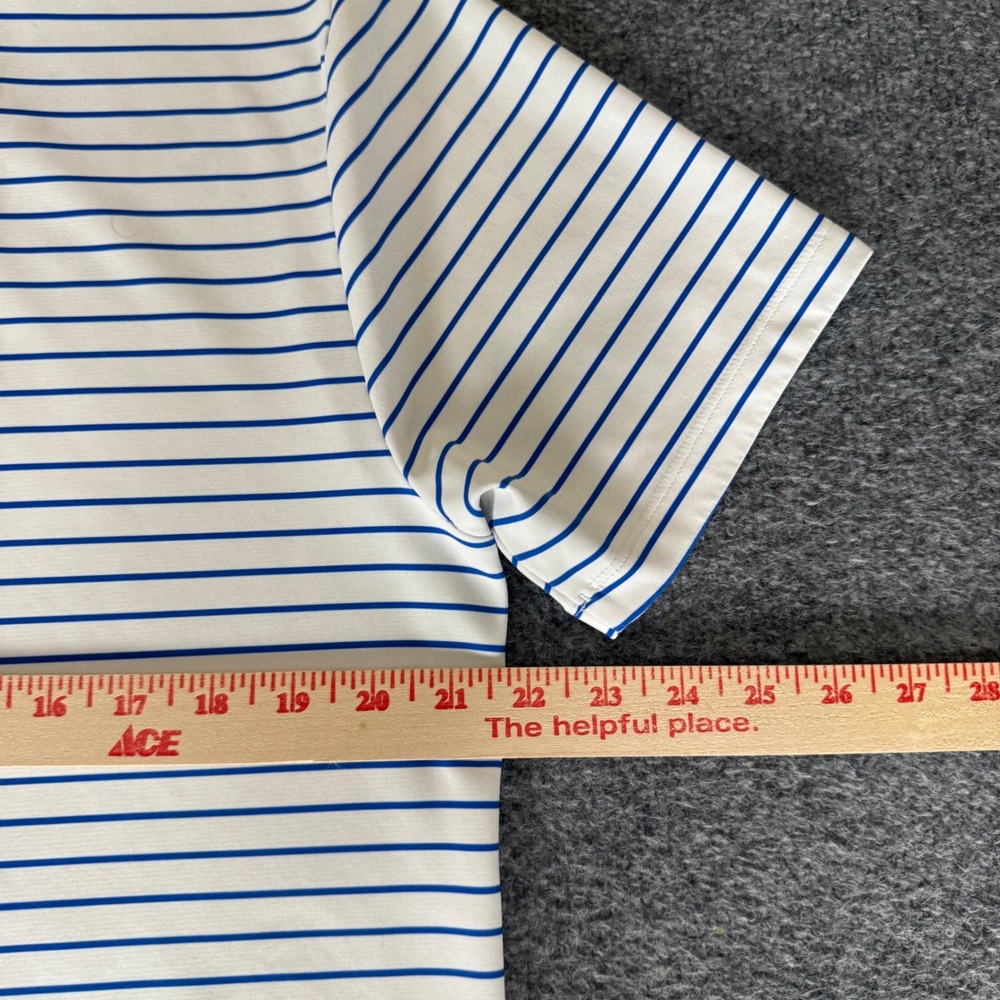 Twillory Athletic Athleisure Men Large Polo Shirt Blue White Striped Performance - Picture 5 of 7